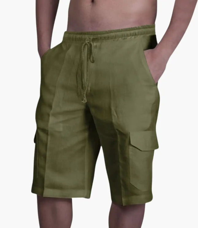 Pantalones cortos cargo con cordón y bolsillos para hombre de verano