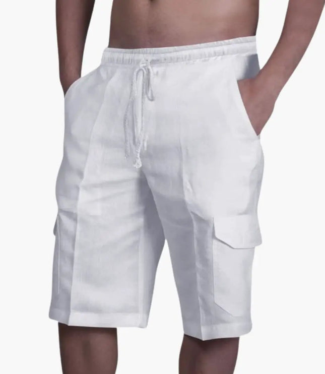 Pantalones cortos cargo con cordón y bolsillos para hombre de verano