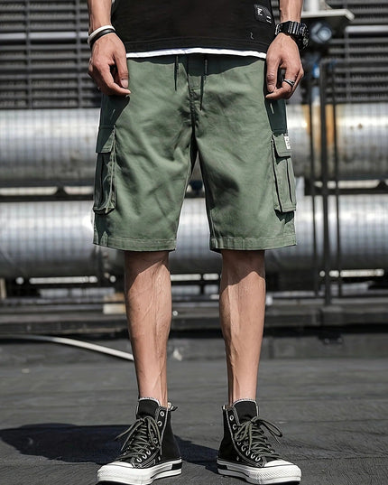 Shorts cargo d'été avec poches, coupe décontractée, longueur genou pour hommes