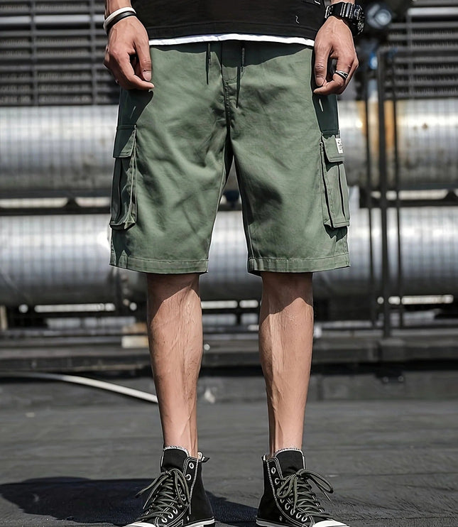 Shorts cargo d'été avec poches, coupe décontractée, longueur genou pour hommes
