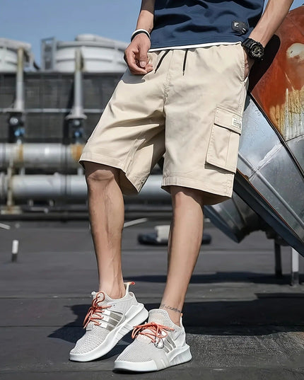 Shorts cargo d'été avec poches, coupe décontractée, longueur genou pour hommes