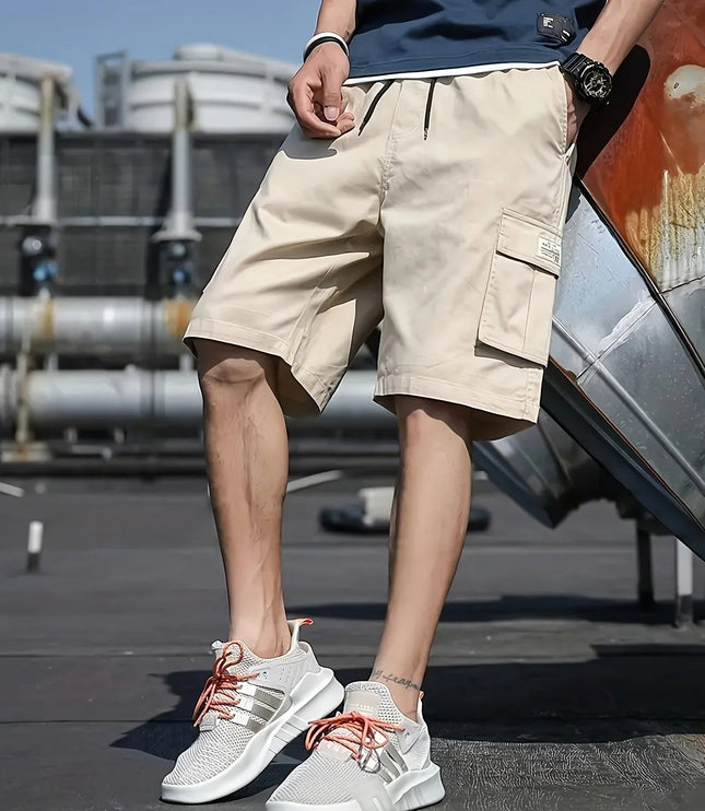 Shorts cargo d'été avec poches, coupe décontractée, longueur genou pour hommes