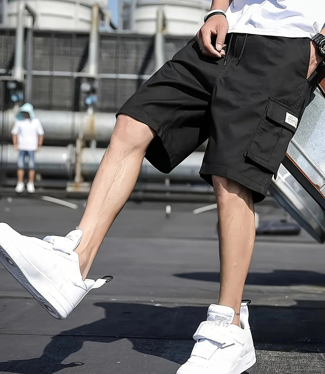 Shorts cargo d'été avec poches, coupe décontractée, longueur genou pour hommes