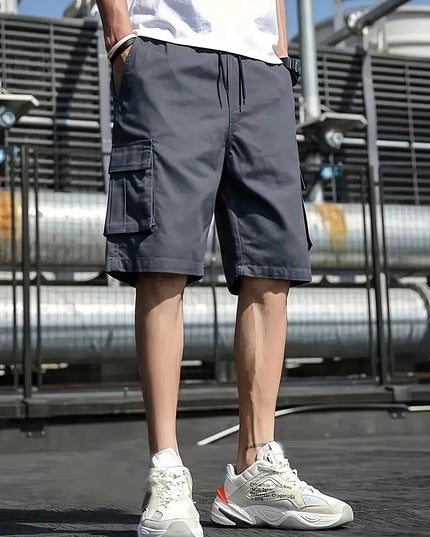 Shorts cargo d'été avec poches, coupe décontractée, longueur genou pour hommes