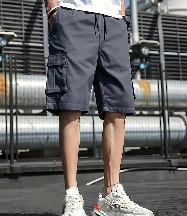 Shorts cargo d'été avec poches, coupe décontractée, longueur genou pour hommes