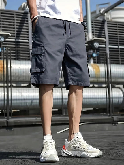 Shorts cargo d'été avec poches, coupe décontractée, longueur genou pour hommes