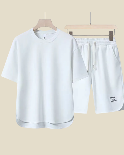Ensemble d'été décontracté pour homme en deux pièces avec t-shirt col rond et short