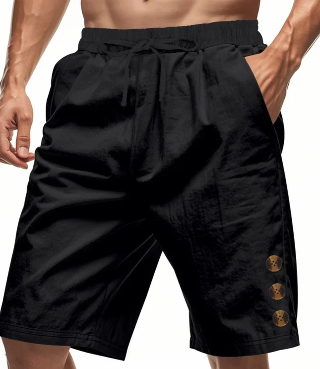 Shorts décontractés d'été pour homme avec cordon de serrage et détail bouton