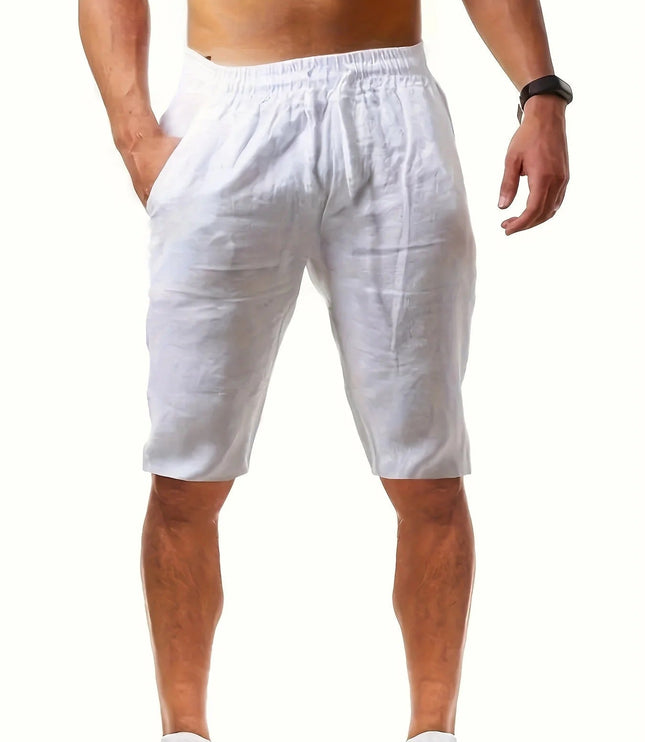 Shorts d'été décontractés longueur genou avec taille élastique et poches pour hommes