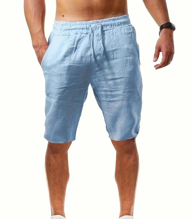 Shorts d'été décontractés longueur genou avec taille élastique et poches pour hommes