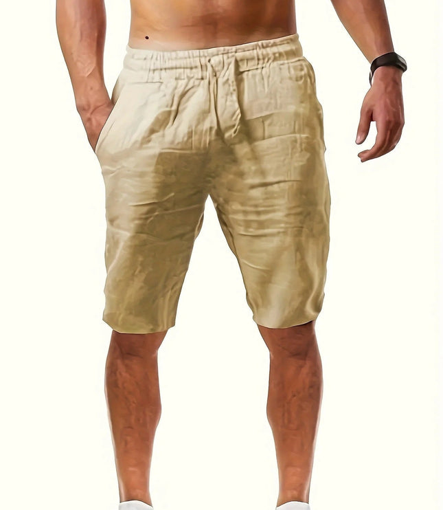 Shorts d'été décontractés longueur genou avec taille élastique et poches pour hommes