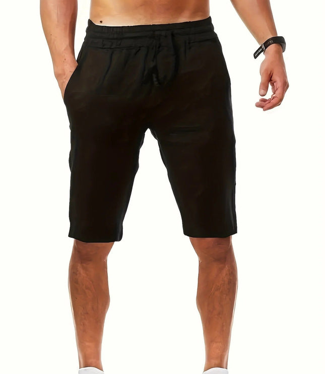 Shorts d'été décontractés longueur genou avec taille élastique et poches pour hommes