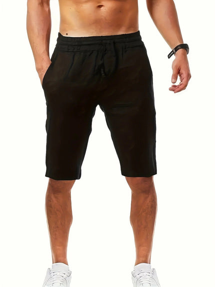 Shorts d'été décontractés longueur genou avec taille élastique et poches pour hommes