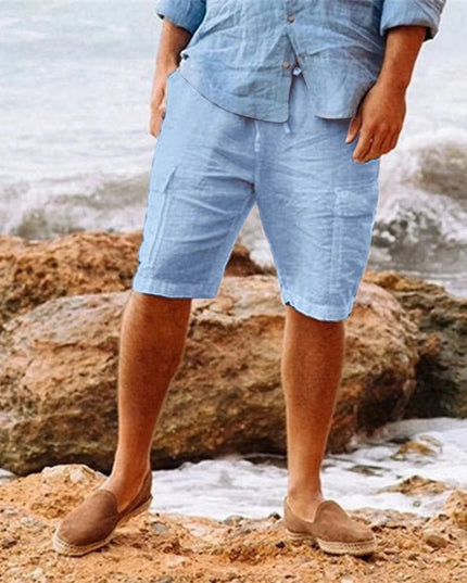Shorts d'été pour homme, longueur genou, décontractés avec cordon de serrage et poches