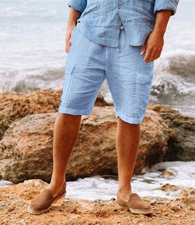 Shorts d'été pour homme, longueur genou, décontractés avec cordon de serrage et poches