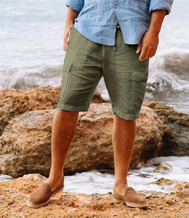 Shorts d'été pour homme, longueur genou, décontractés avec cordon de serrage et poches