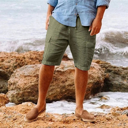 Shorts d'été pour homme, longueur genou, décontractés avec cordon de serrage et poches