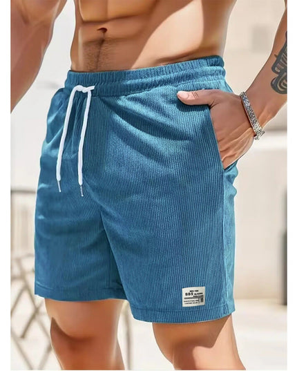 Shorts côtelés d'été pour homme avec poches et cordon de serrage