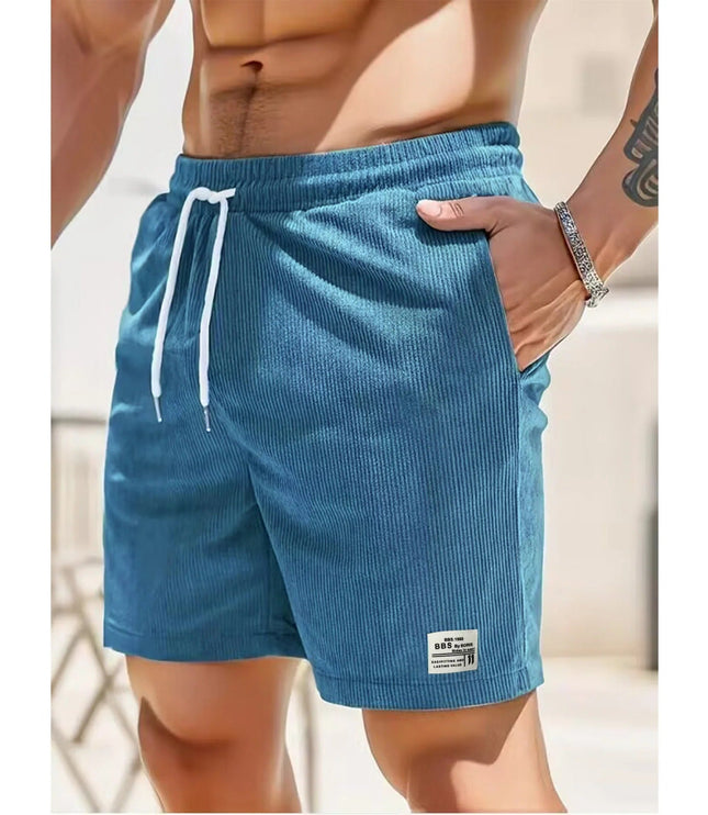 Shorts côtelés d'été pour homme avec poches et cordon de serrage