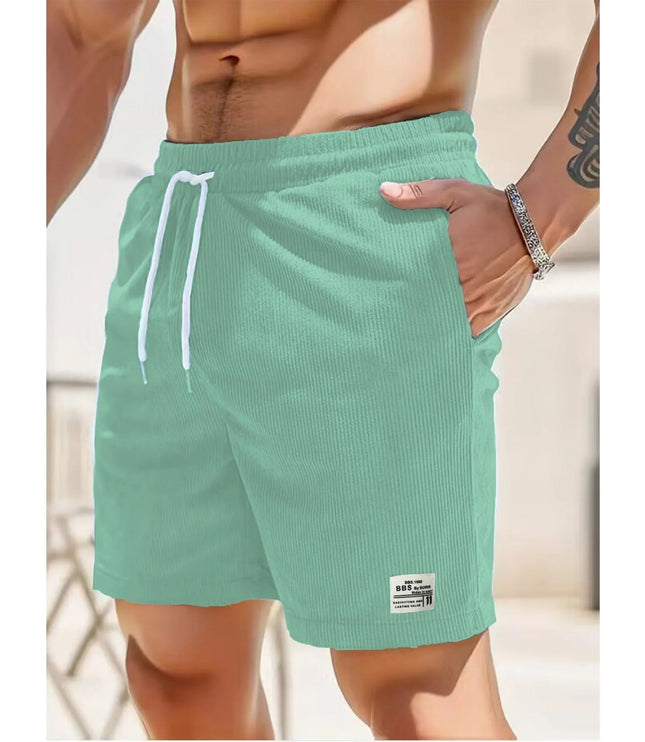Shorts côtelés d'été pour homme avec poches et cordon de serrage