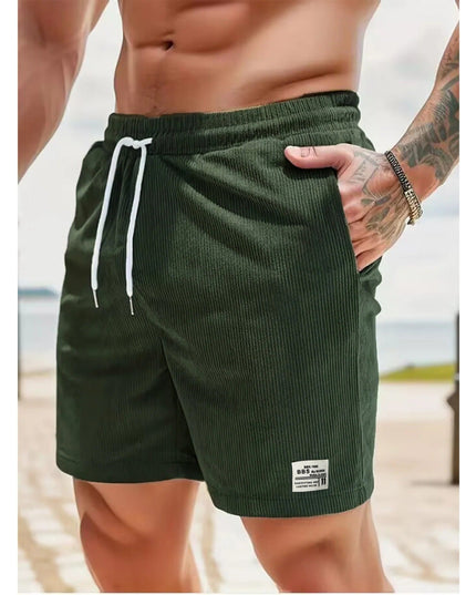 Shorts côtelés d'été pour homme avec poches et cordon de serrage