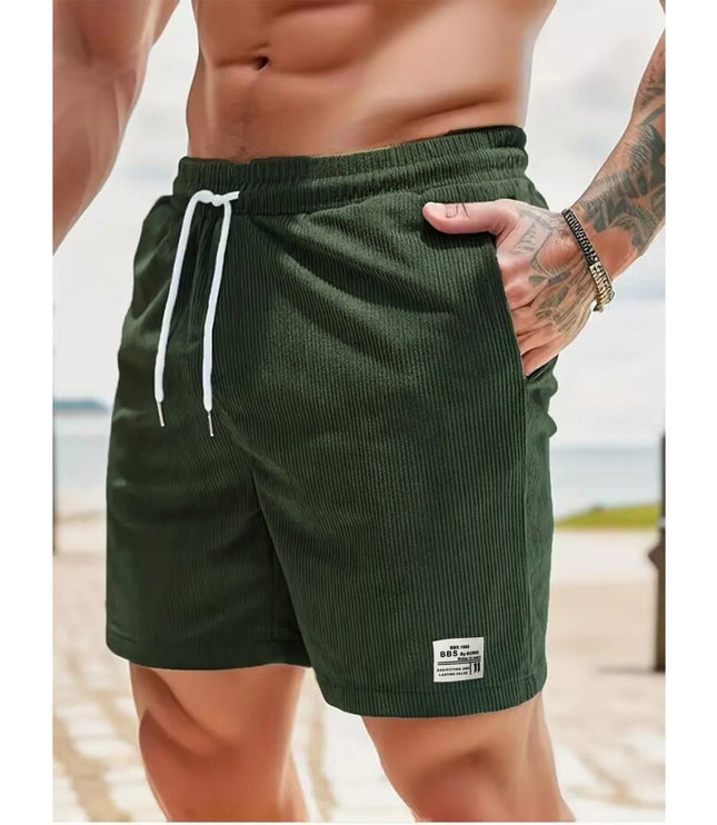 Shorts côtelés d'été pour homme avec poches et cordon de serrage