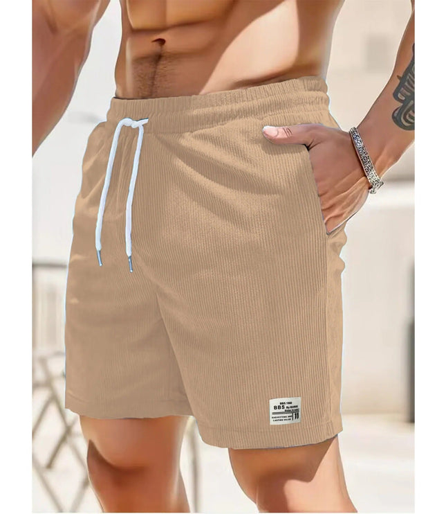 Shorts côtelés d'été pour homme avec poches et cordon de serrage