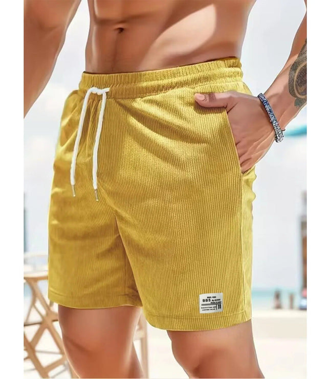 Shorts côtelés d'été pour homme avec poches et cordon de serrage