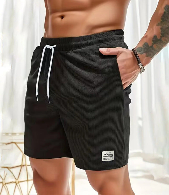 Shorts côtelés d'été pour homme avec poches et cordon de serrage