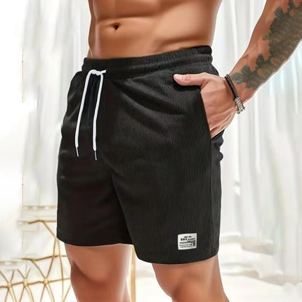 Shorts côtelés d'été pour homme avec poches et cordon de serrage