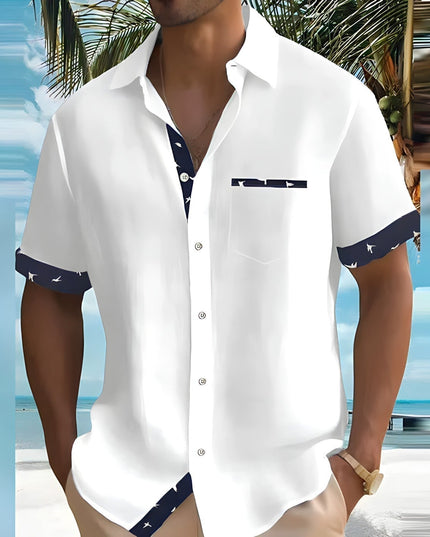Camisa casual de hombre de verano de manga corta con botones