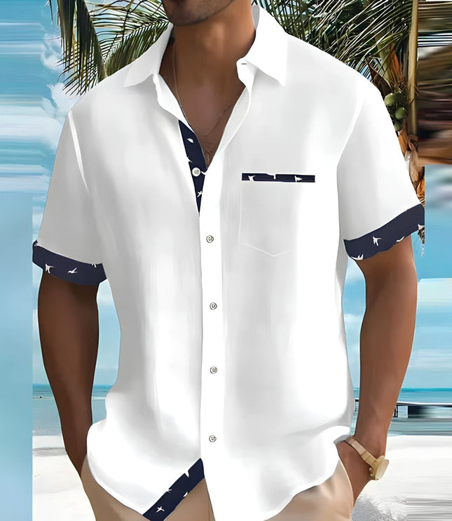 Camisa casual de hombre de verano de manga corta con botones