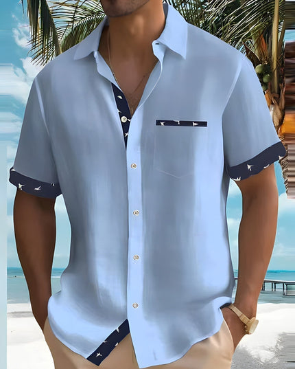 Camisa casual de hombre de verano de manga corta con botones