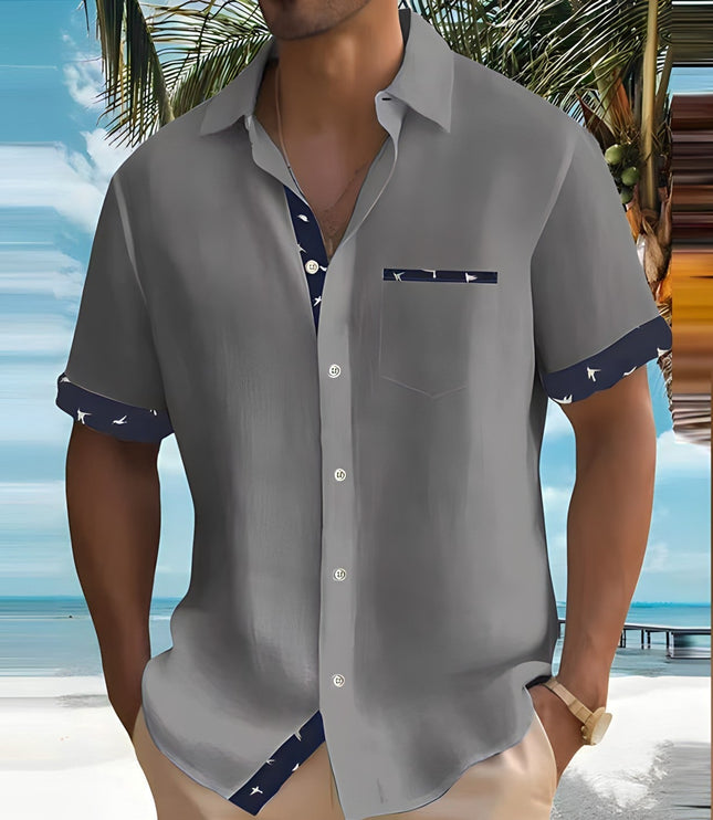 Camisa casual de hombre de verano de manga corta con botones