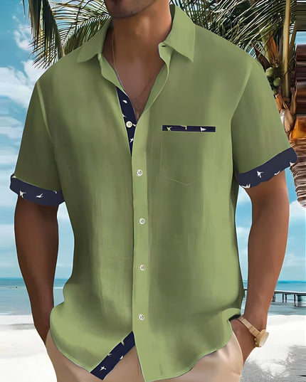 Camisa casual de hombre de verano de manga corta con botones