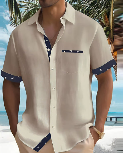 Camisa casual de hombre de verano de manga corta con botones