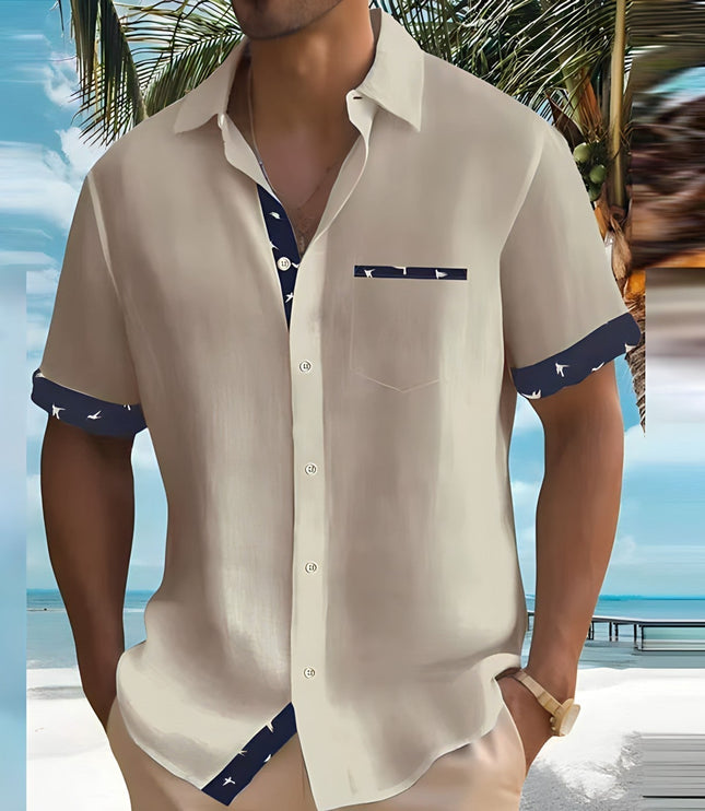 Camisa casual de hombre de verano de manga corta con botones