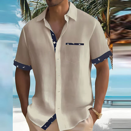 Camisa casual de hombre de verano de manga corta con botones