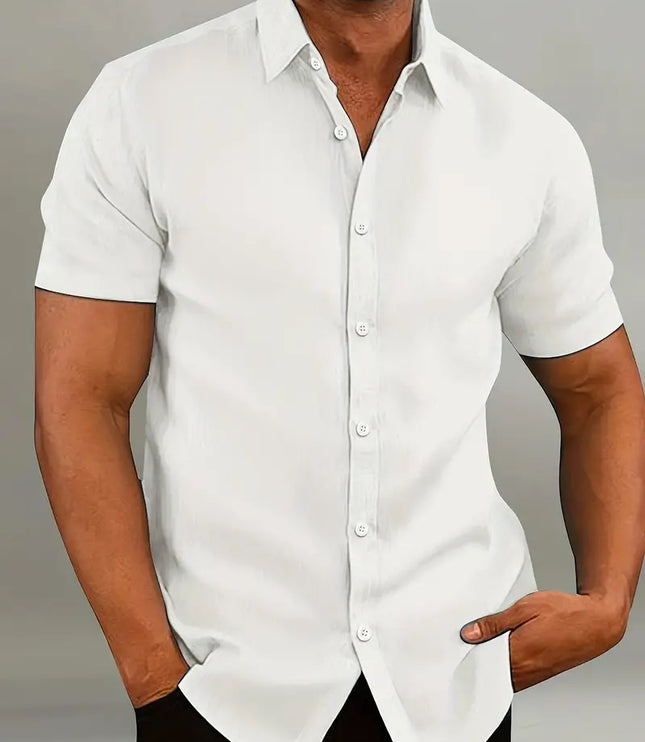 Chemise d'été décontractée pour homme à manches courtes et boutons, légère