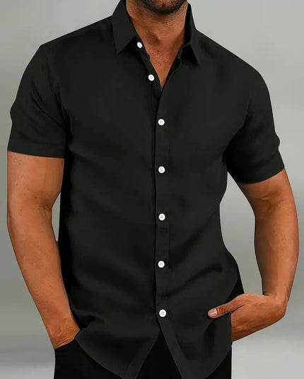 Chemise d'été décontractée pour homme à manches courtes et boutons, légère