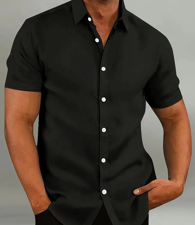 Chemise d'été décontractée pour homme à manches courtes et boutons, légère