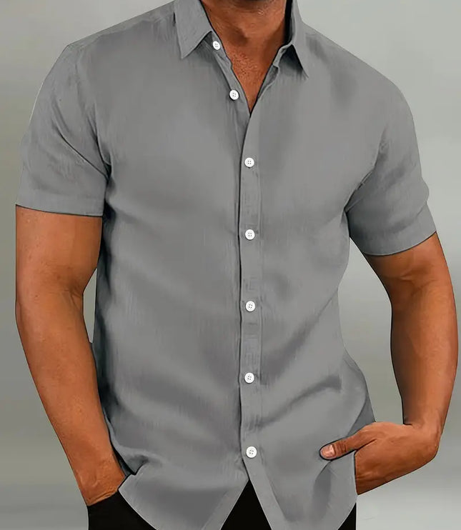 Chemise d'été décontractée pour homme à manches courtes et boutons, légère
