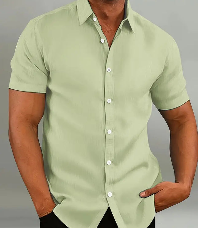 Chemise d'été décontractée pour homme à manches courtes et boutons, légère
