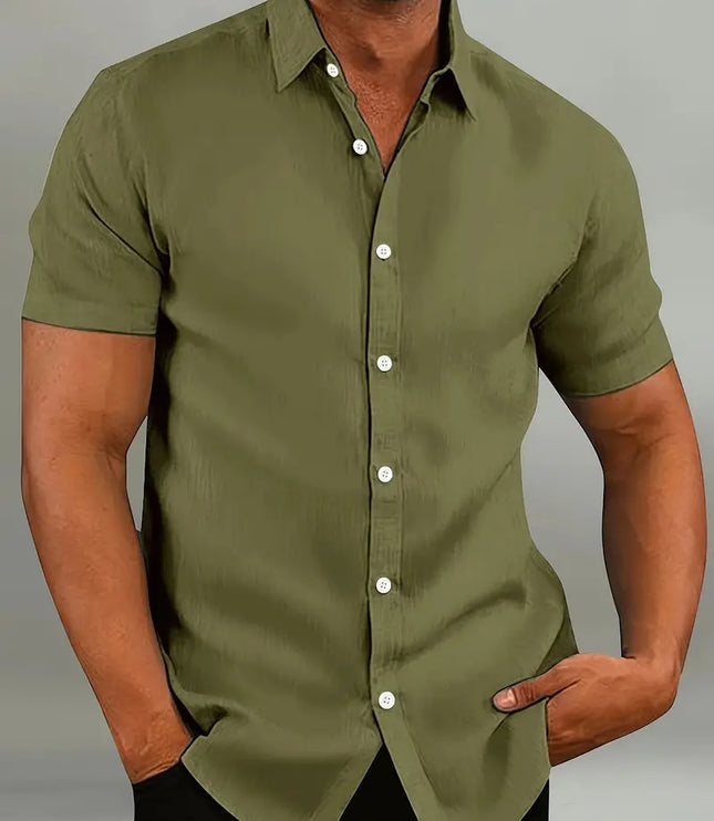 Chemise d'été décontractée pour homme à manches courtes et boutons, légère