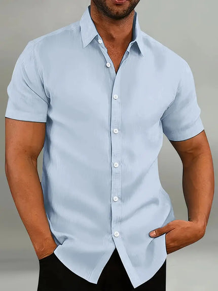 Chemise d'été décontractée pour homme à manches courtes et boutons, légère