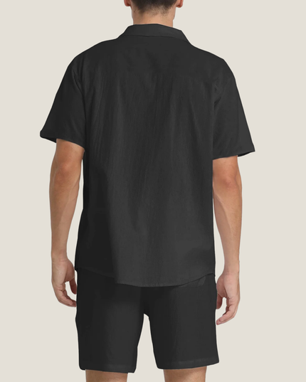 Conjunto casual de verano para hombre, dos piezas, camisa y pantalones cortos de manga corta
