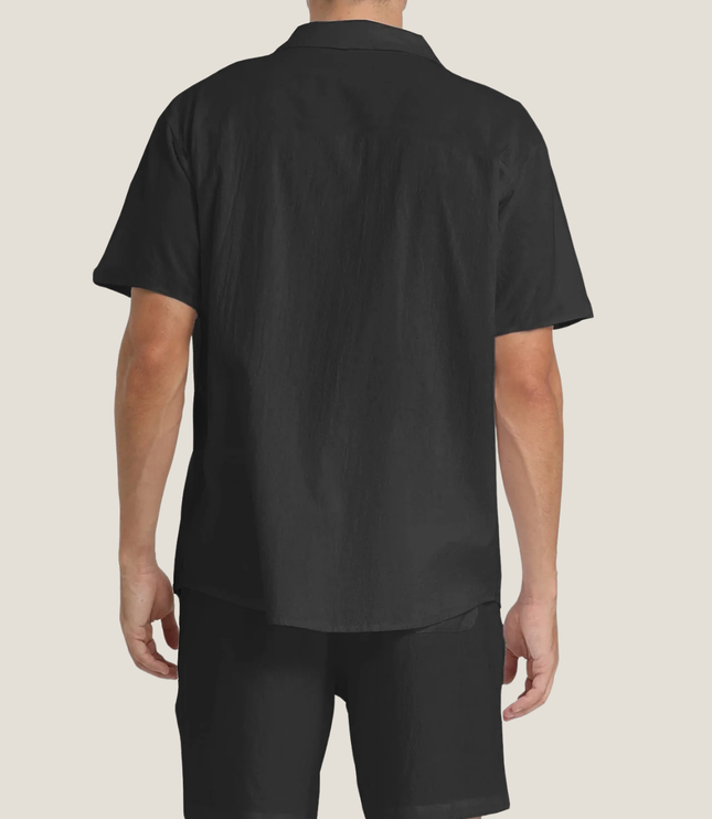 Conjunto casual de verano para hombre, dos piezas, camisa y pantalones cortos de manga corta