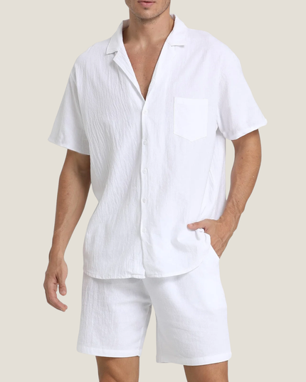 Conjunto casual de verano para hombre, dos piezas, camisa y pantalones cortos de manga corta