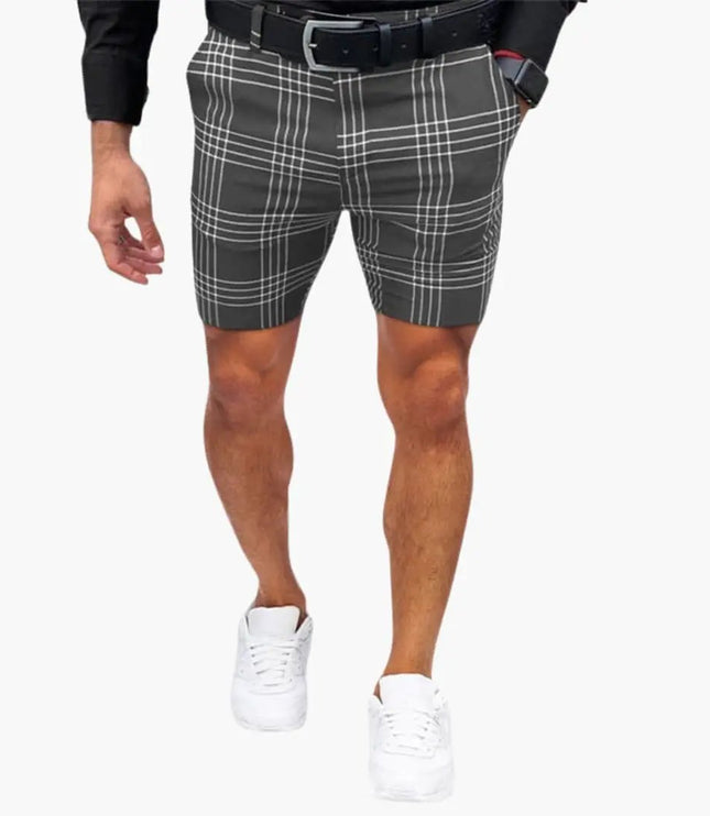 Pantalones cortos casuales a cuadros por encima de la rodilla para hombre de verano