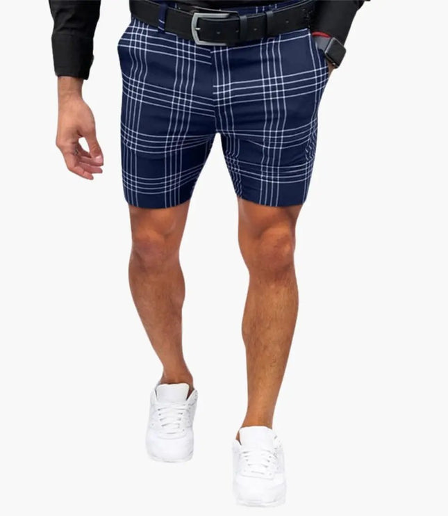 Pantalones cortos casuales a cuadros por encima de la rodilla para hombre de verano